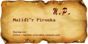 Mallár Piroska névjegykártya